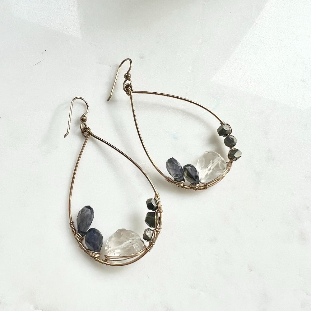 Artisan Gold Plated Gemstone Earrings